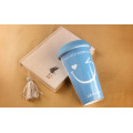 Haonai 350ml colorful portable ceramic mug smile travel mug with silicone lid